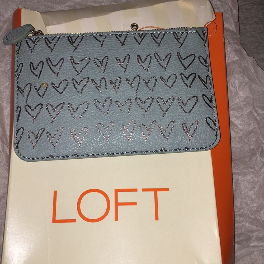 Loft teal leather coin wallet